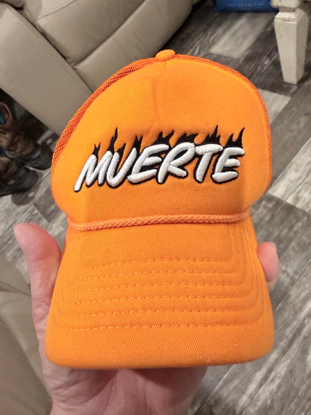 Muerte Orange Trucker Hat Embroidered Mesh Back Rope Snapback Cap One Size